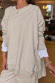 Made in Italy Lagenlook Chill Sweatshirt Stone - /1 